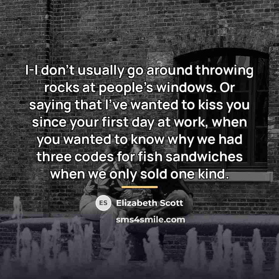 “I-I don't usually go around throwing rocks at people's windows.…” quote by Elizabeth Scott