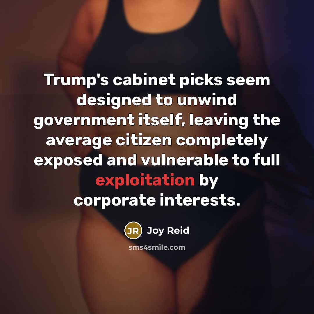 “Trump's cabinet picks seem designed to unwind government itself, leaving…” quote by Joy Reid