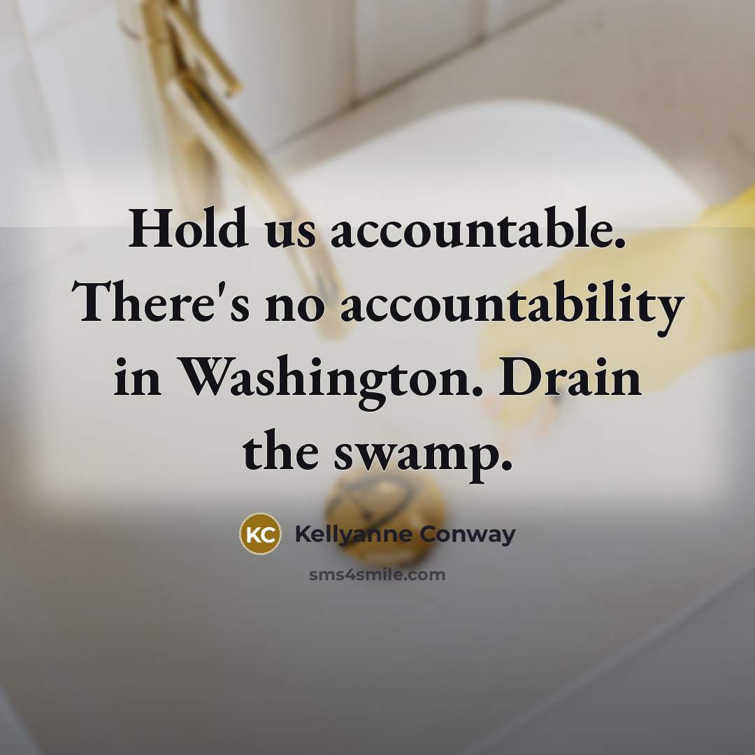 “Hold us accountable. There's no accountability in Washington. Drain the…” quote by Kellyanne Conway