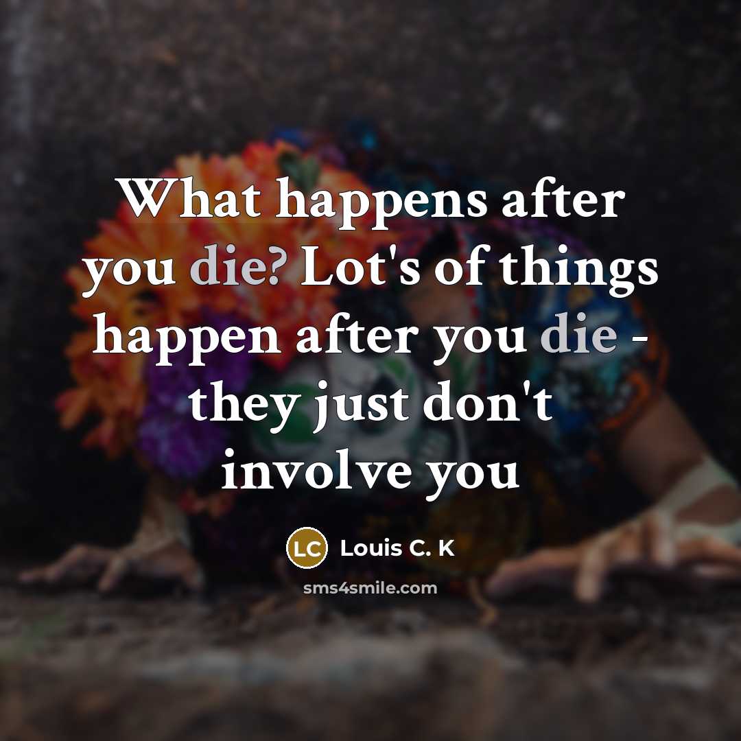 “What happens after you die? Lot's of things happen after you die - they just don't involve you” quote by Louis C. K