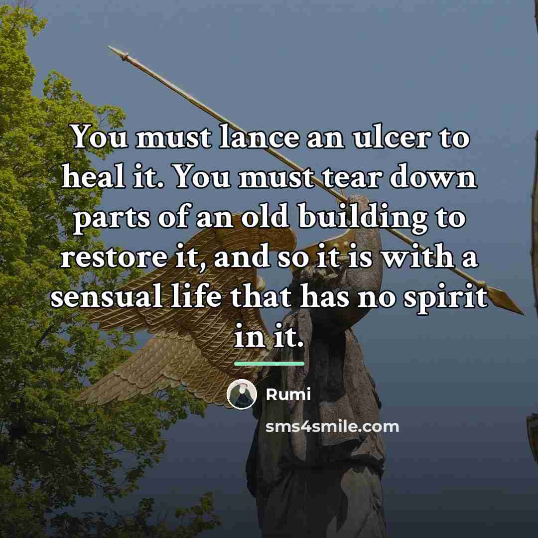 “You must lance an ulcer to heal it. You must…” quote by Rumi