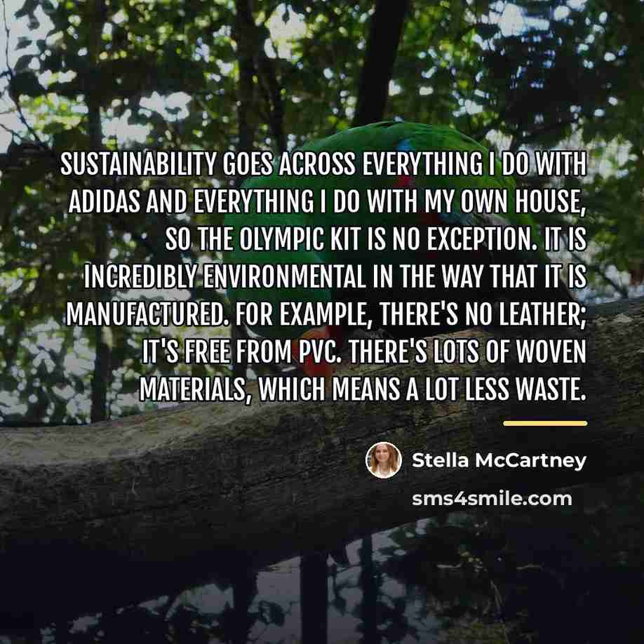 “Sustainability goes across everything I do with Adidas and everything…” quote by Stella McCartney