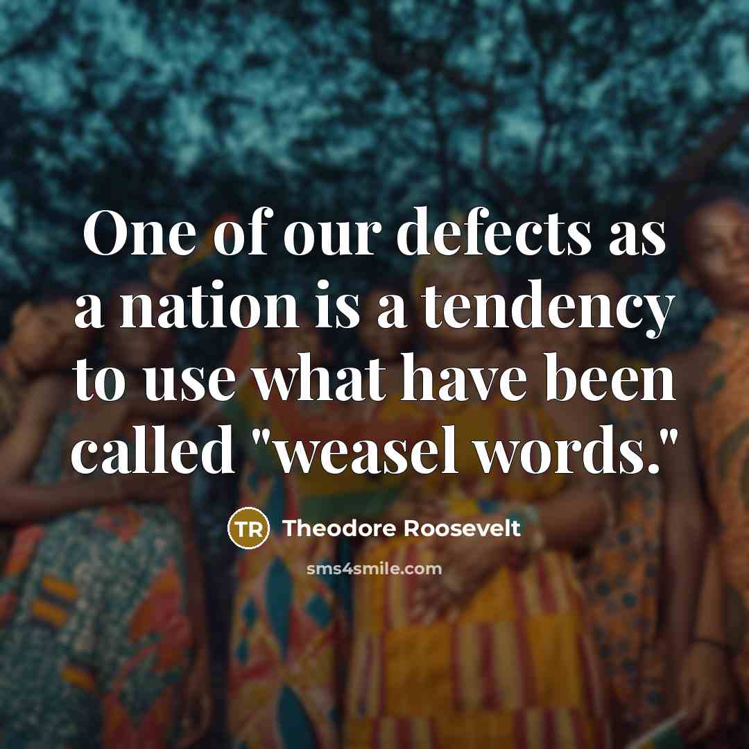 “One of our defects as a nation is a tendency…” quote by Theodore Roosevelt