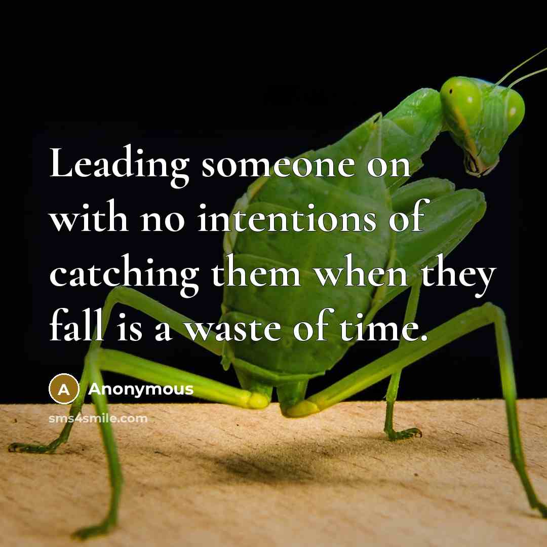 “Leading someone on with no intentions of catching them when they fall is a waste of time.” quote by Anonymous