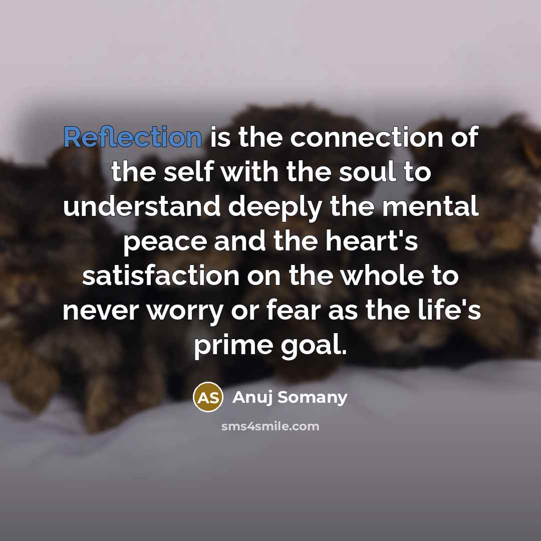 “Reflection is the connection of the self with the soul…” quote by Anuj Somany