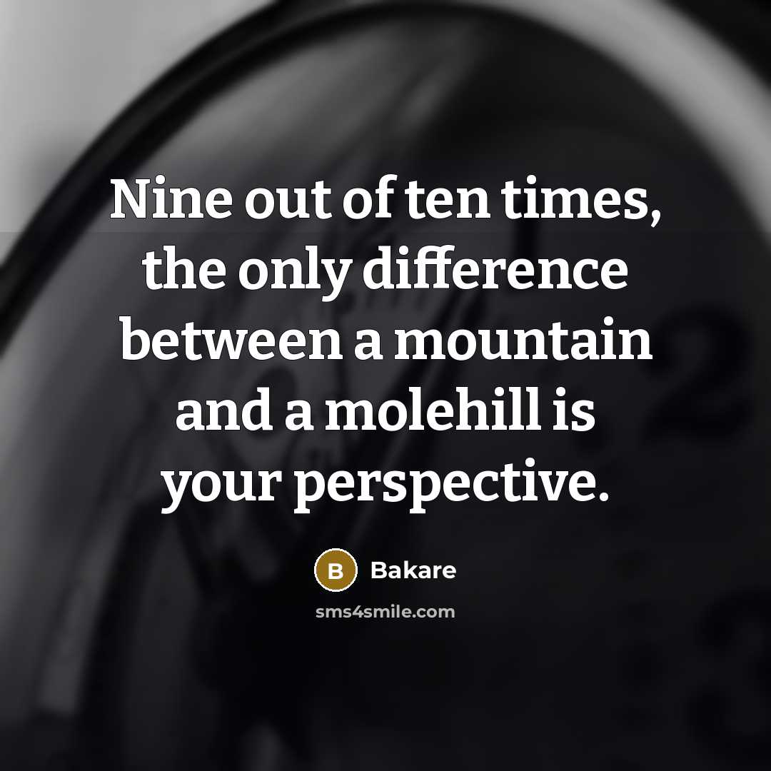 “Nine out of ten times, the only difference between a mountain and a molehill is your perspective.” quote by Bakare
