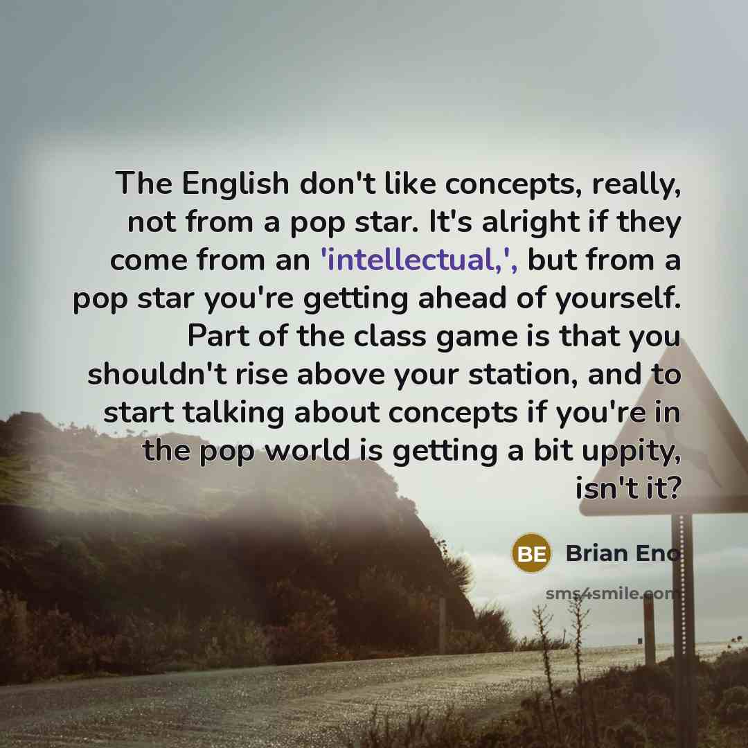 “The English don't like concepts, really, not from a pop…” quote by Brian Eno