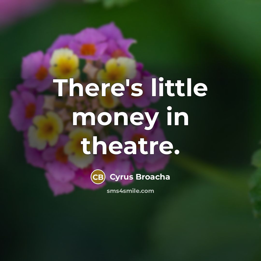 “There's little money in theatre.…” quote by Cyrus Broacha