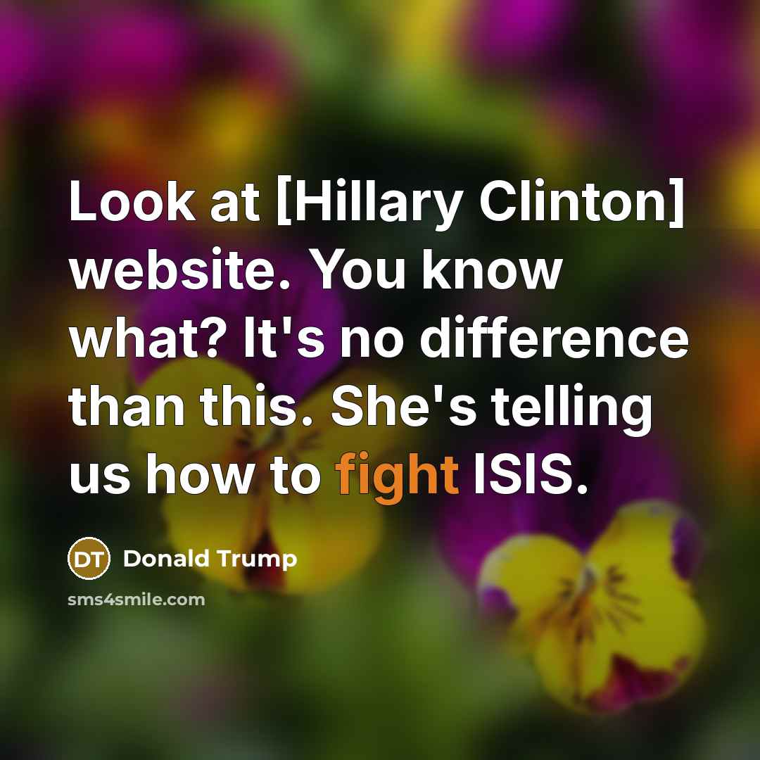“Look at [Hillary Clinton] website. You know what? It's no…” quote by Donald Trump