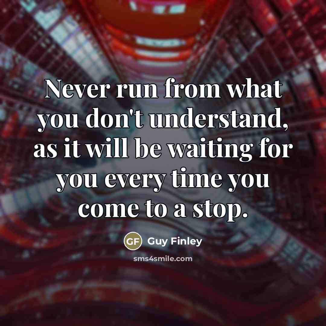 “Never run from what you don't understand, as it will…” quote by Guy Finley