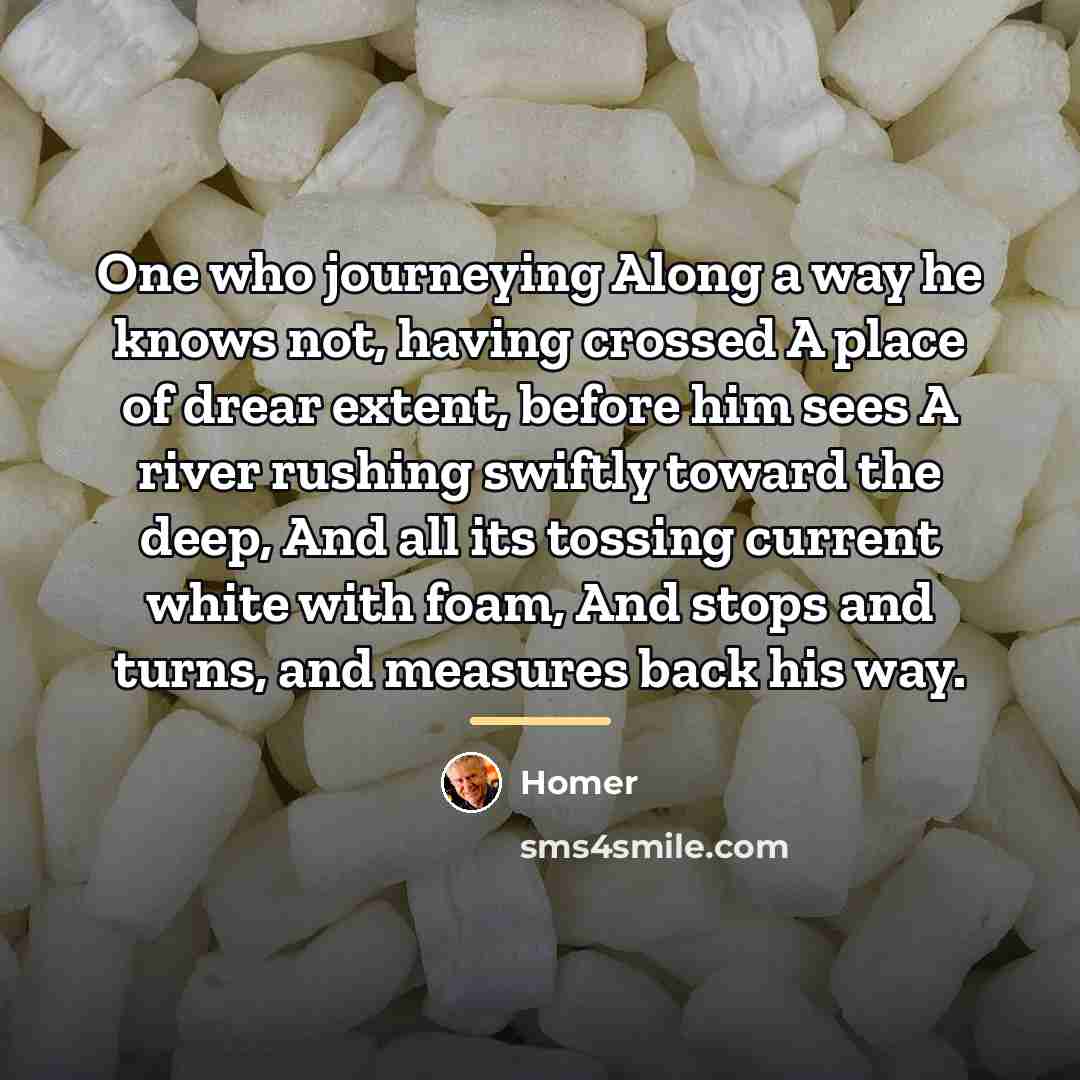 “One who journeying Along a way he knows not, having…” quote by Homer