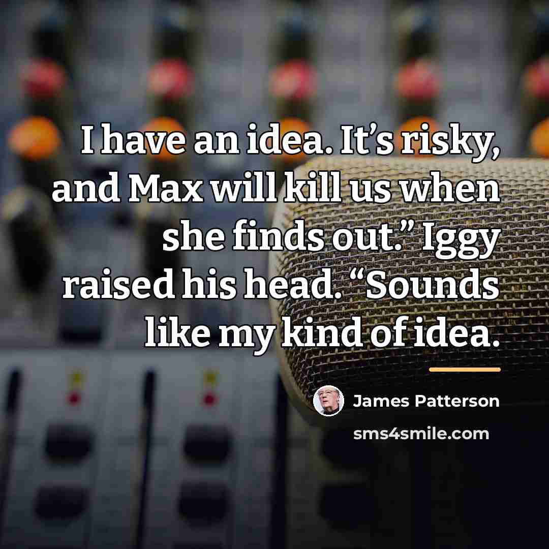 “I have an idea. It’s risky, and Max will kill…” quote by James Patterson