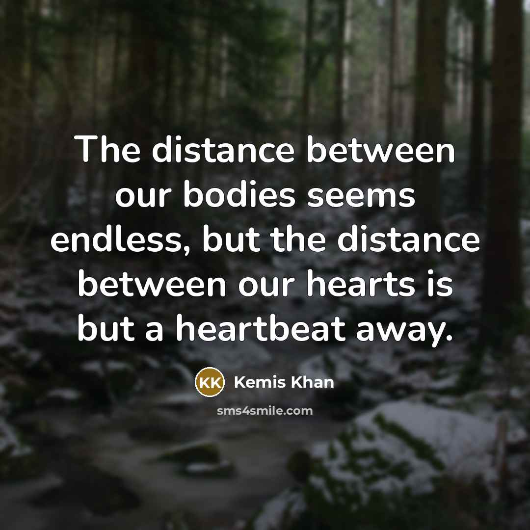 “The distance between our bodies seems endless, but the distance…” quote by Kemis Khan