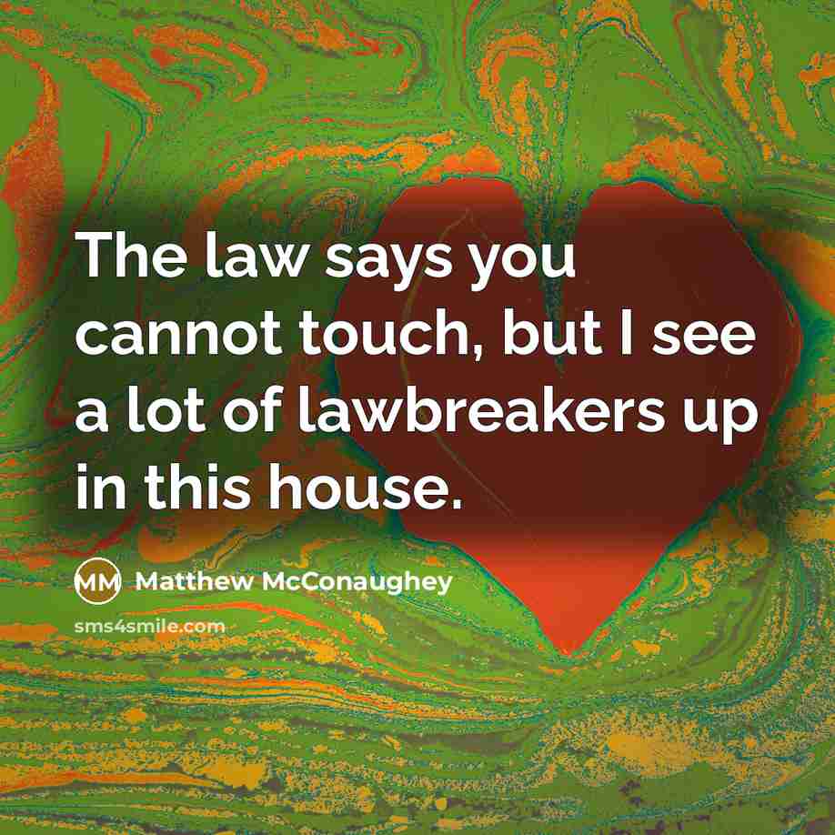 “The law says you cannot touch, but I see a…” quote by Matthew McConaughey