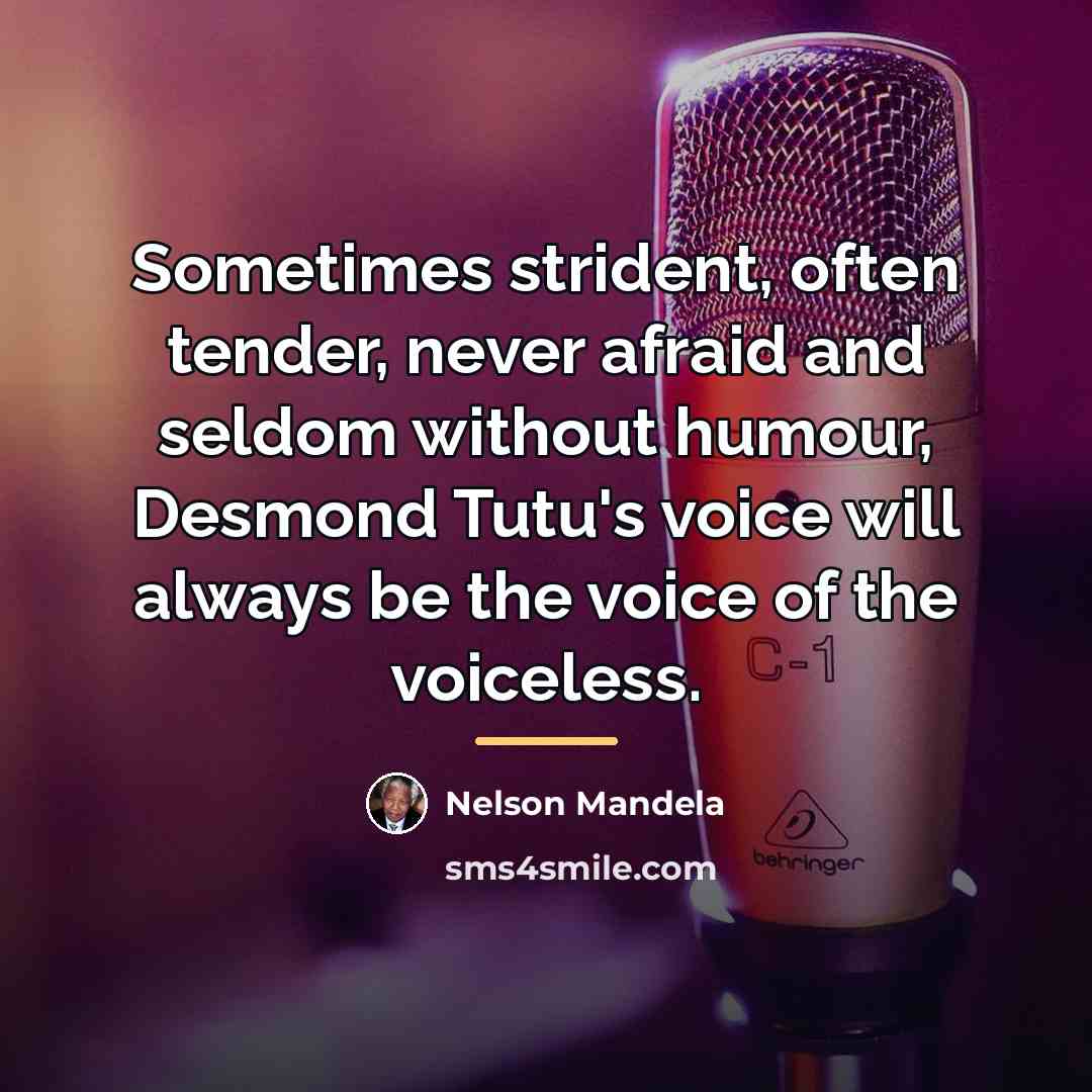 “Sometimes strident, often tender, never afraid and seldom without humour,…” quote by Nelson Mandela