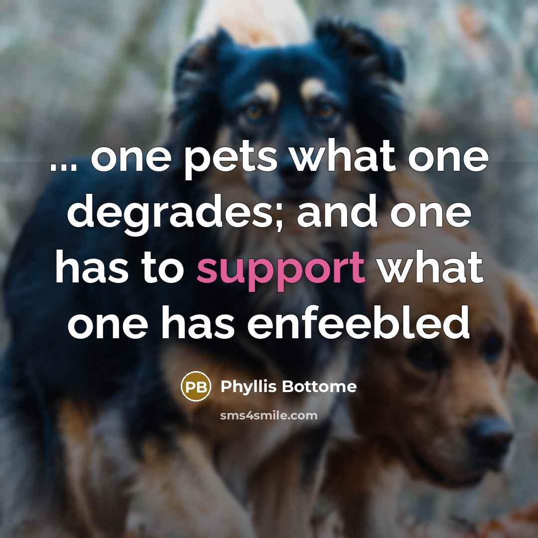 “... one pets what one degrades; and one has to…” quote by Phyllis Bottome