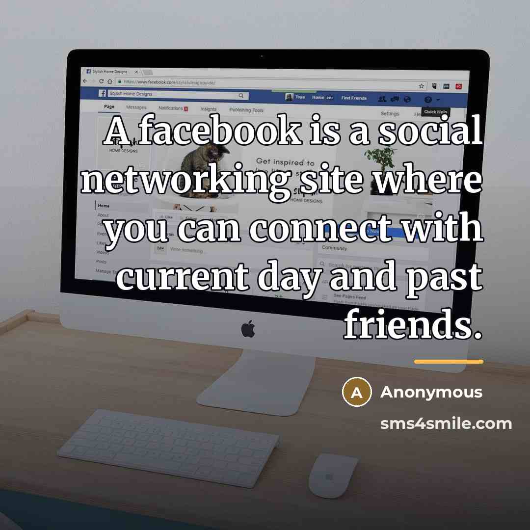 “A facebook is a social networking site where you can…” quote by Anonymous