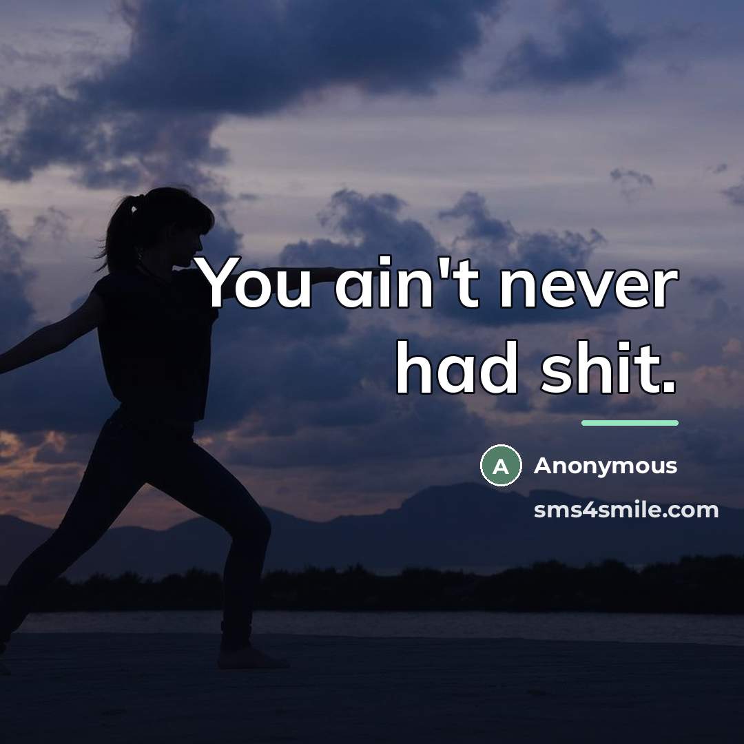 “You ain't never had shit.…” quote by Anonymous