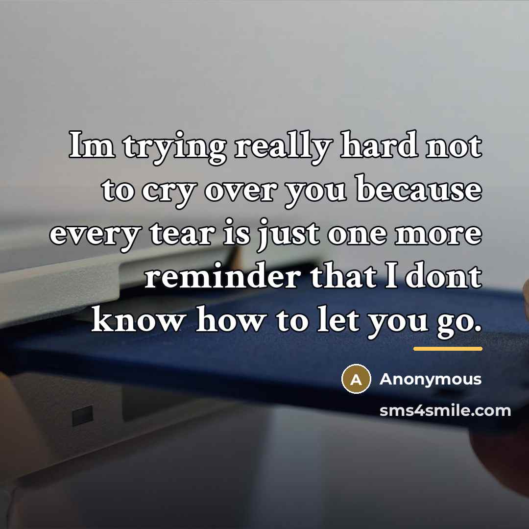 “Im trying really hard not to cry over you because…” quote by Anonymous