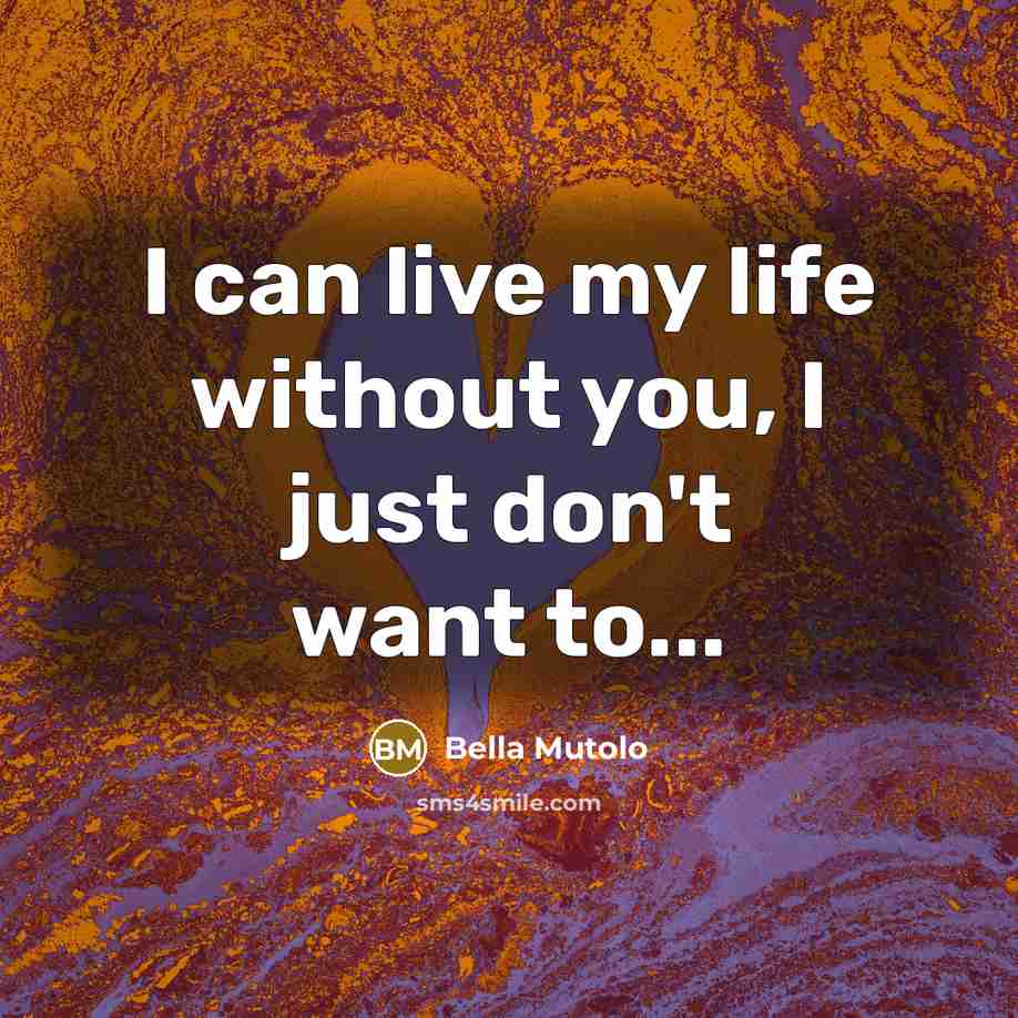 “I can live my life without you, I just don't…” quote by Bella Mutolo