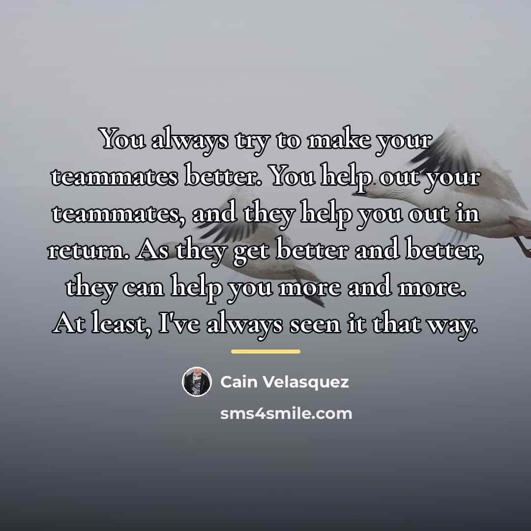 “You always try to make your teammates better. You help…” quote by Cain Velasquez