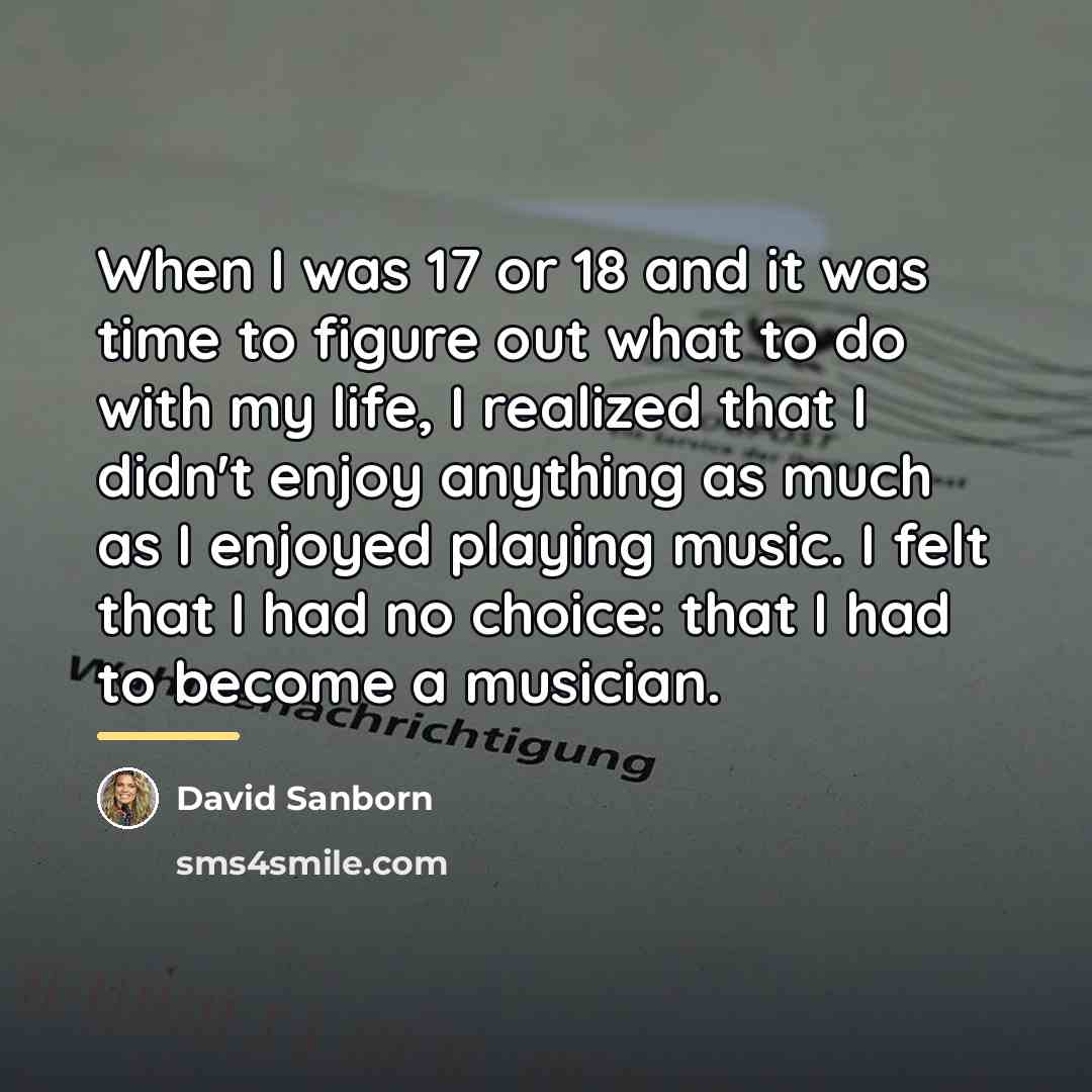 “When I was 17 or 18 and it was time…” quote by David Sanborn