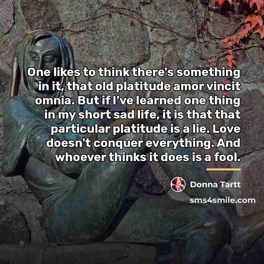 “One likes to think there's something in it, that old…” quote by Donna Tartt
