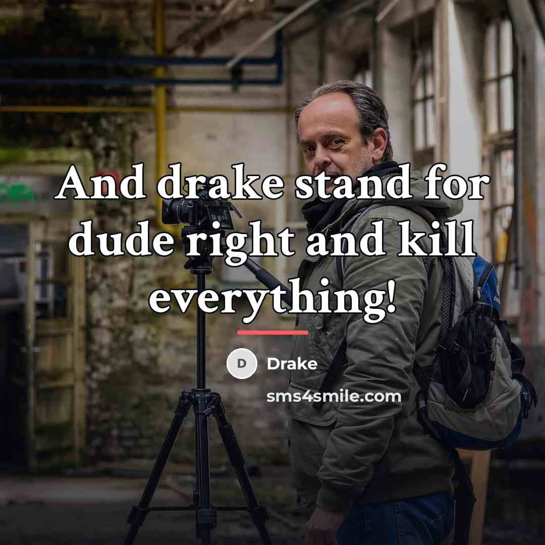 “And drake stand for dude right and kill everything!…” quote by Drake