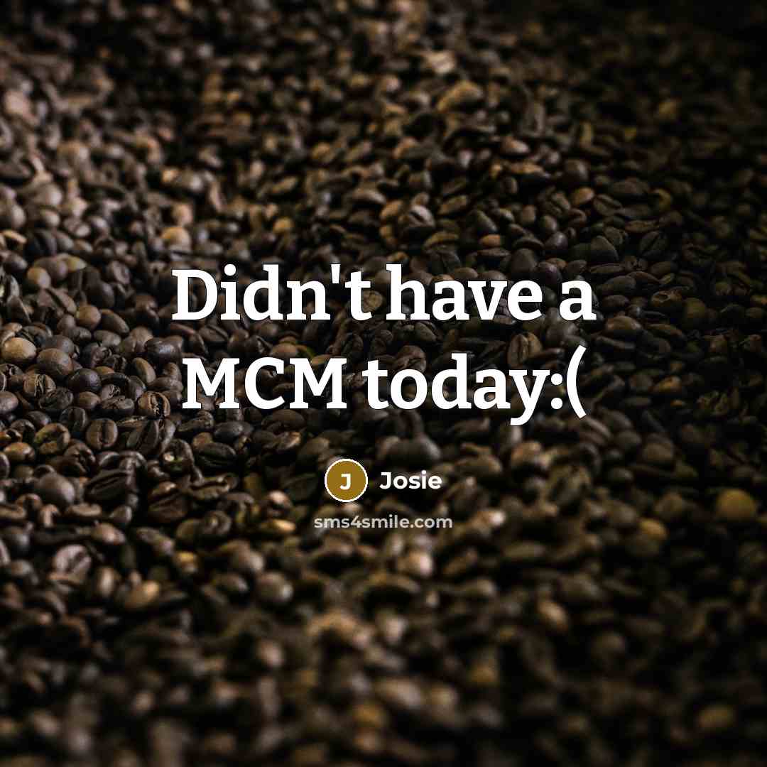 “Didn't have a MCM today:(…” quote by Josie
