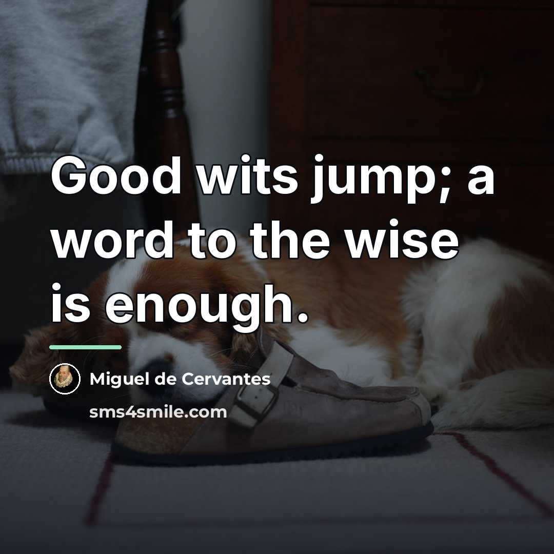 “Good wits jump; a word to the wise is enough.…” quote by Miguel de Cervantes