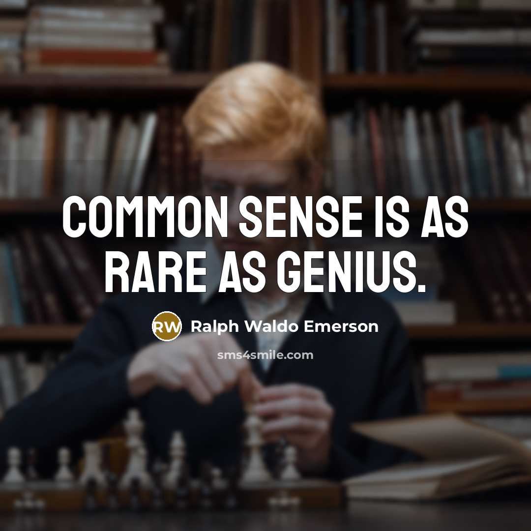 “Common sense is as rare as genius.…” quote by Ralph Waldo Emerson