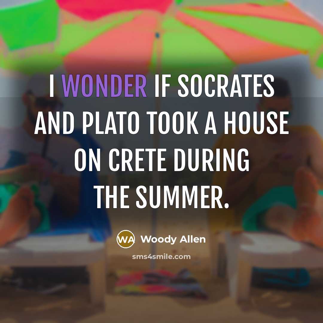 “I wonder if Socrates and Plato took a house on…” quote by Woody Allen