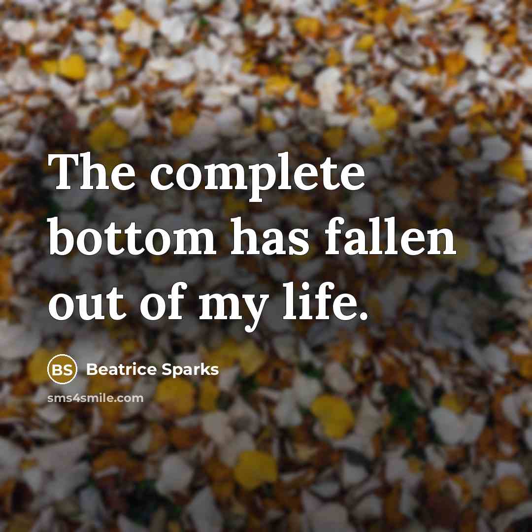 “The complete bottom has fallen out of my life.…” quote by Beatrice Sparks
