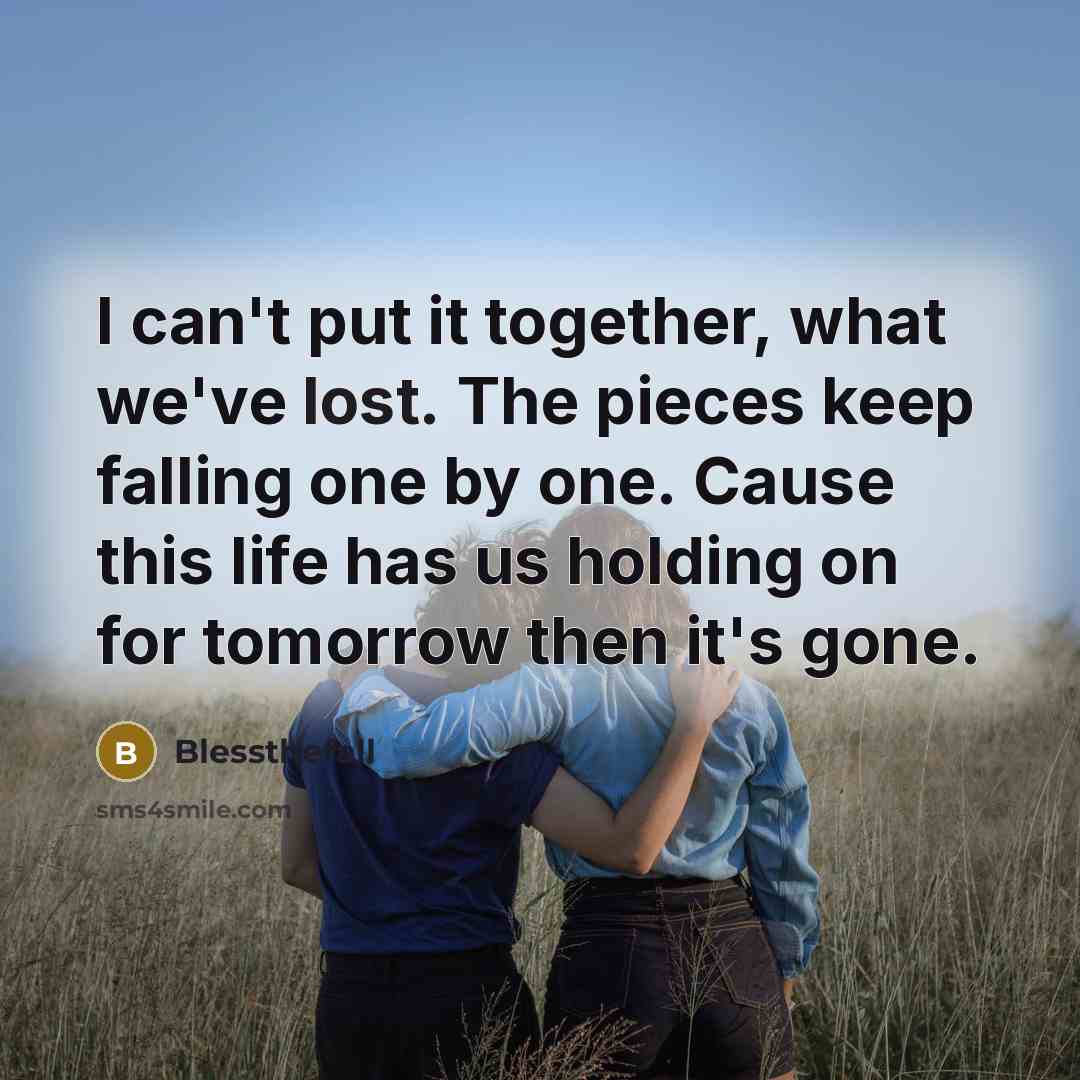 “I can't put it together, what we've lost. The pieces…” quote by Blessthefall