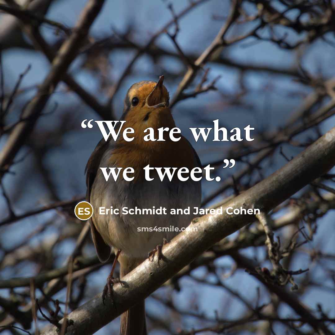 “We are what we tweet.” quote by Eric Schmidt and Jared Cohen