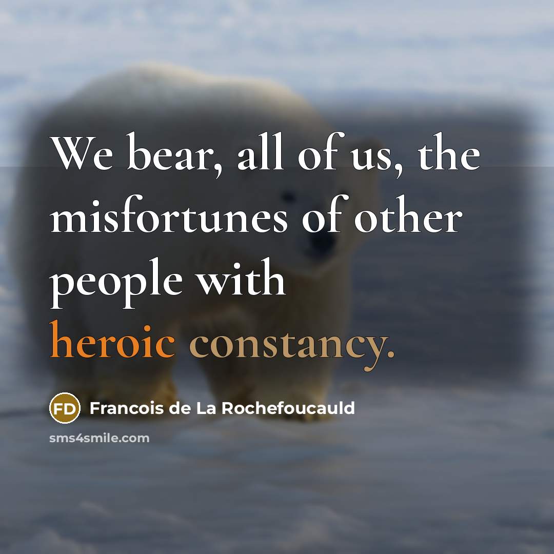 “We bear, all of us, the misfortunes of other people…” quote by Francois de La Rochefoucauld