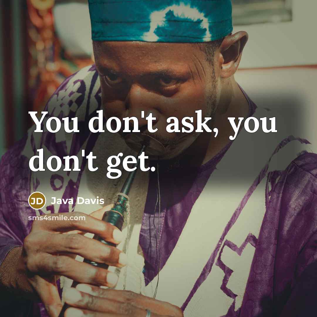 “You don't ask, you don't get.” quote by Java Davis