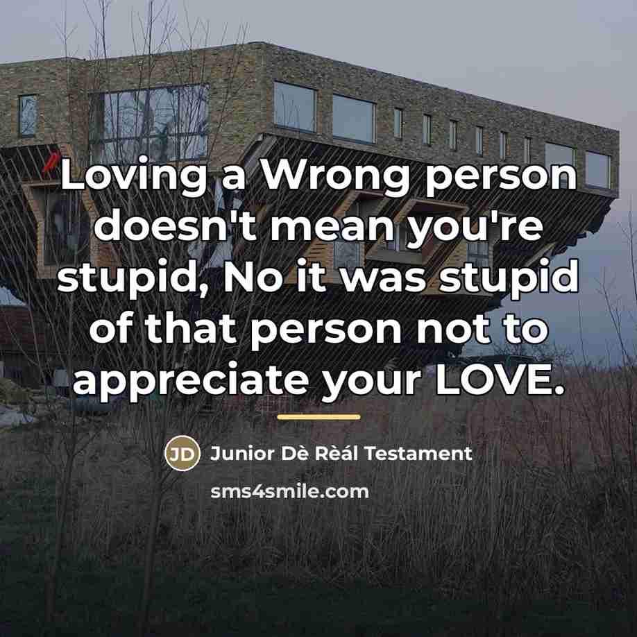 “Loving a Wrong person doesn't mean you're stupid, No it…” quote by Junior Dè Rèál Testament