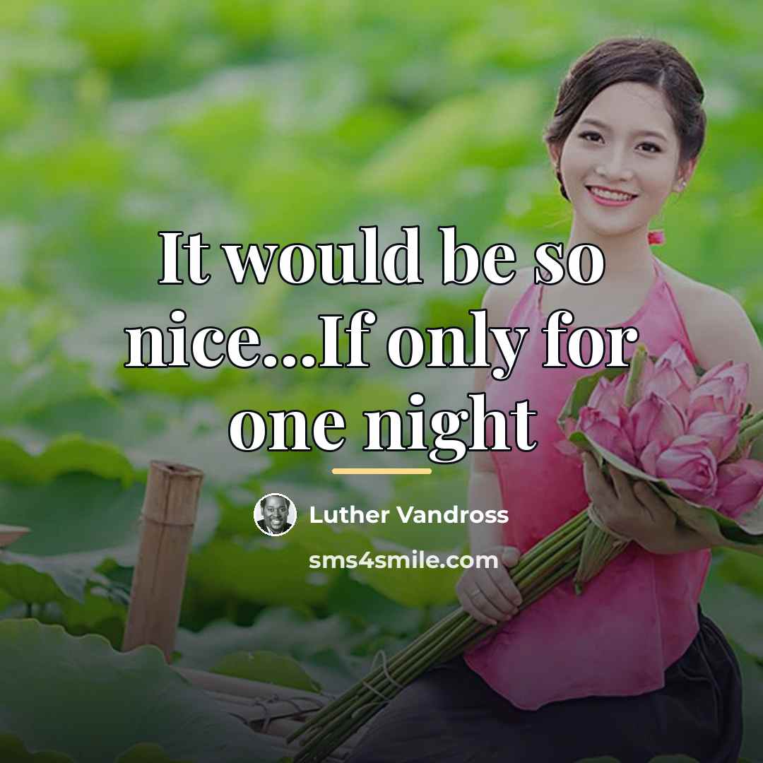 “It would be so nice...If only for one night…” quote by Luther Vandross