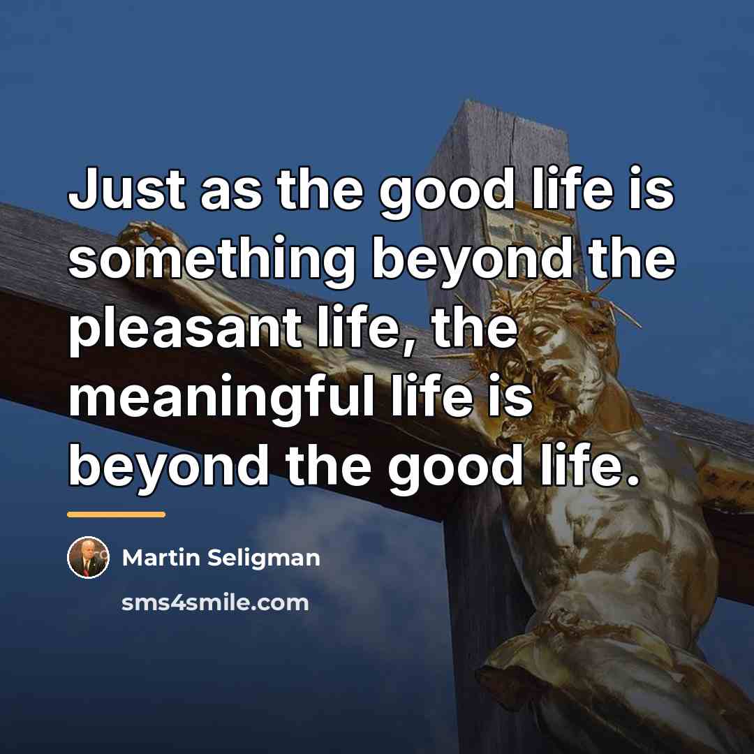 “Just as the good life is something beyond the pleasant…” quote by Martin Seligman