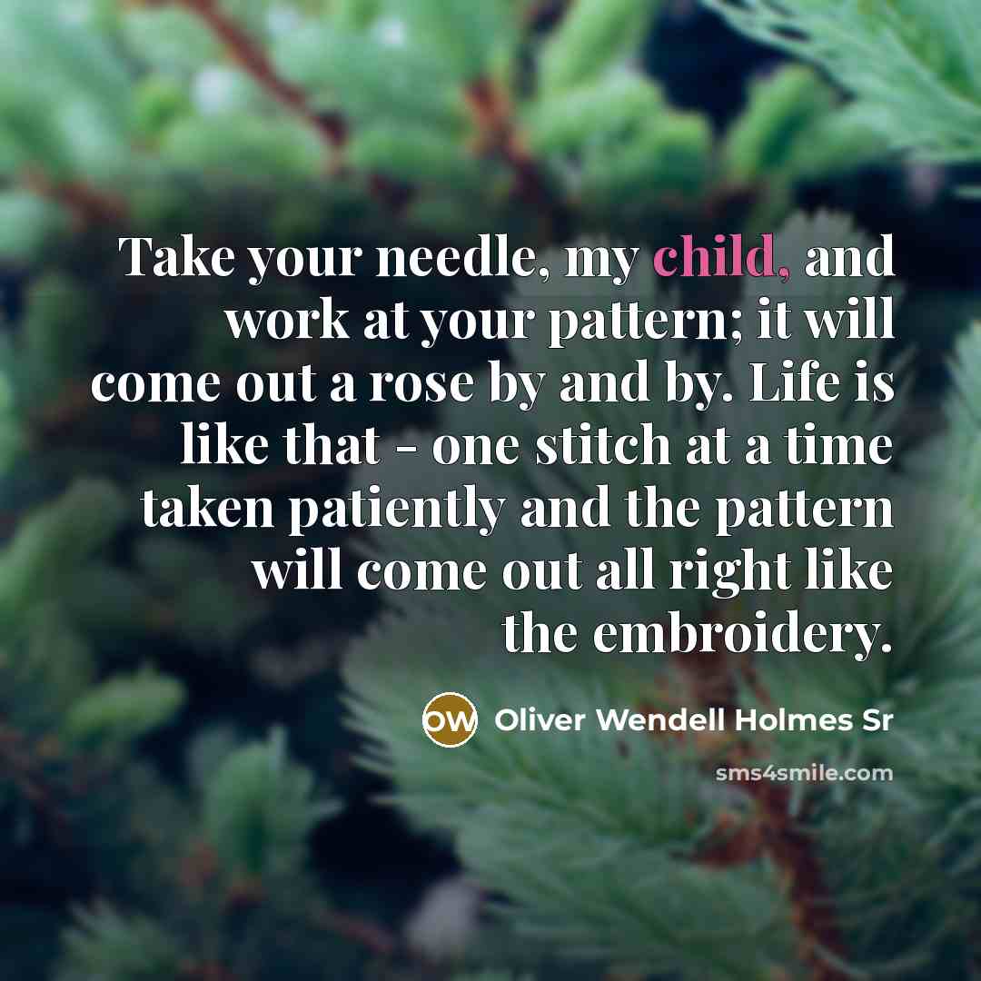 “Take your needle, my child, and work at your pattern;…” quote by Oliver Wendell Holmes Sr