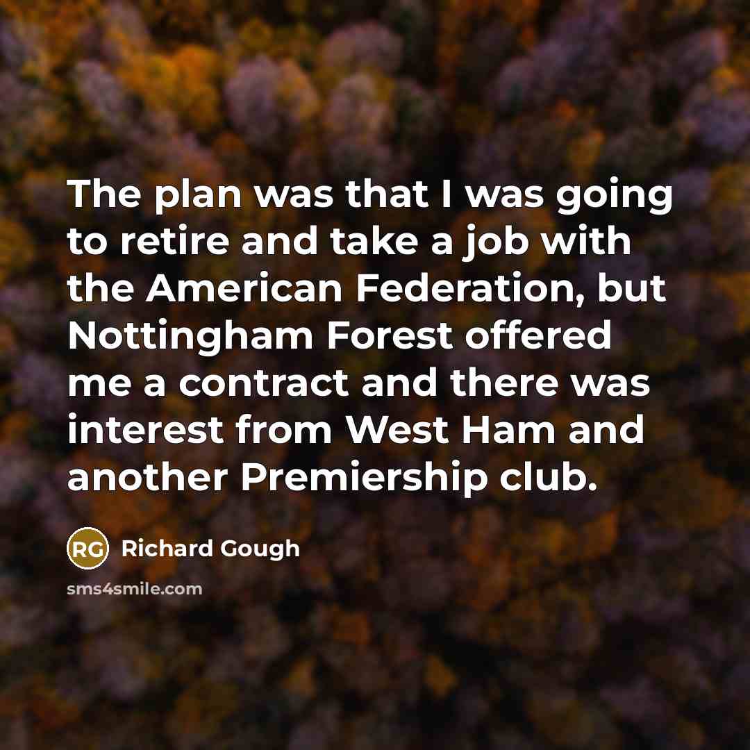 “The plan was that I was going to retire and…” quote by Richard Gough