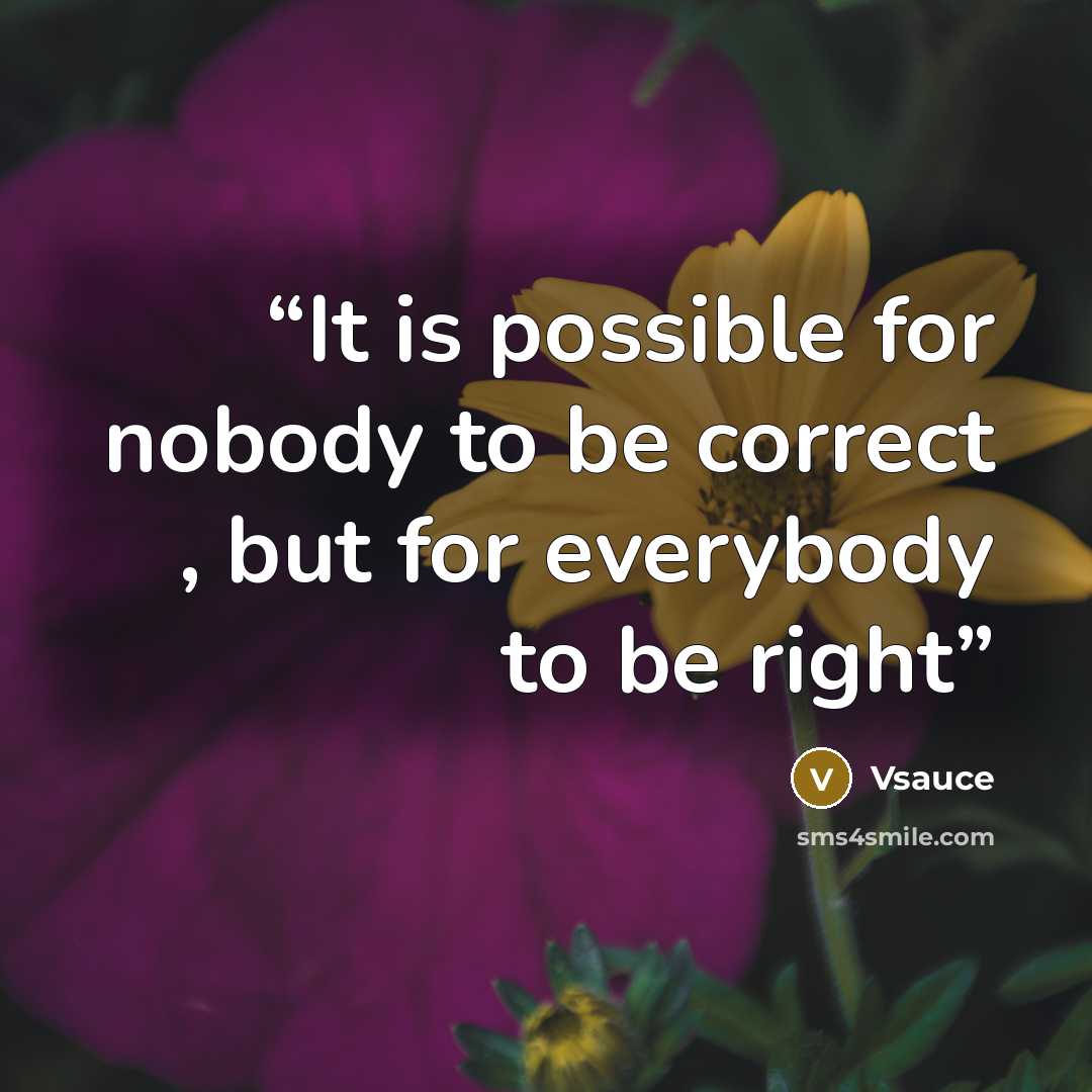 “It is possible for nobody to be correct , but for everybody to be right” quote by Vsauce