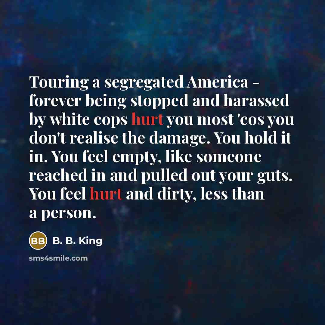 “Touring a segregated America - forever being stopped and harassed…” quote by B. B. King