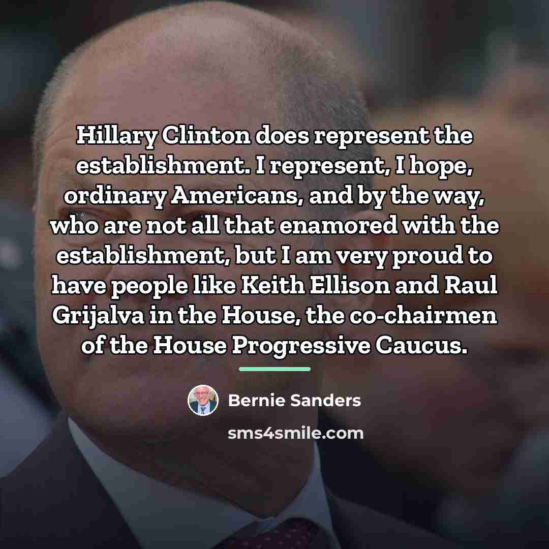 “Hillary Clinton does represent the establishment. I represent, I hope,…” quote by Bernie Sanders