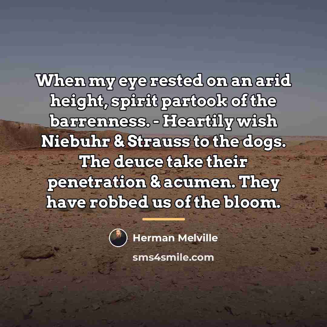 “When my eye rested on an arid height, spirit partook…” quote by Herman Melville