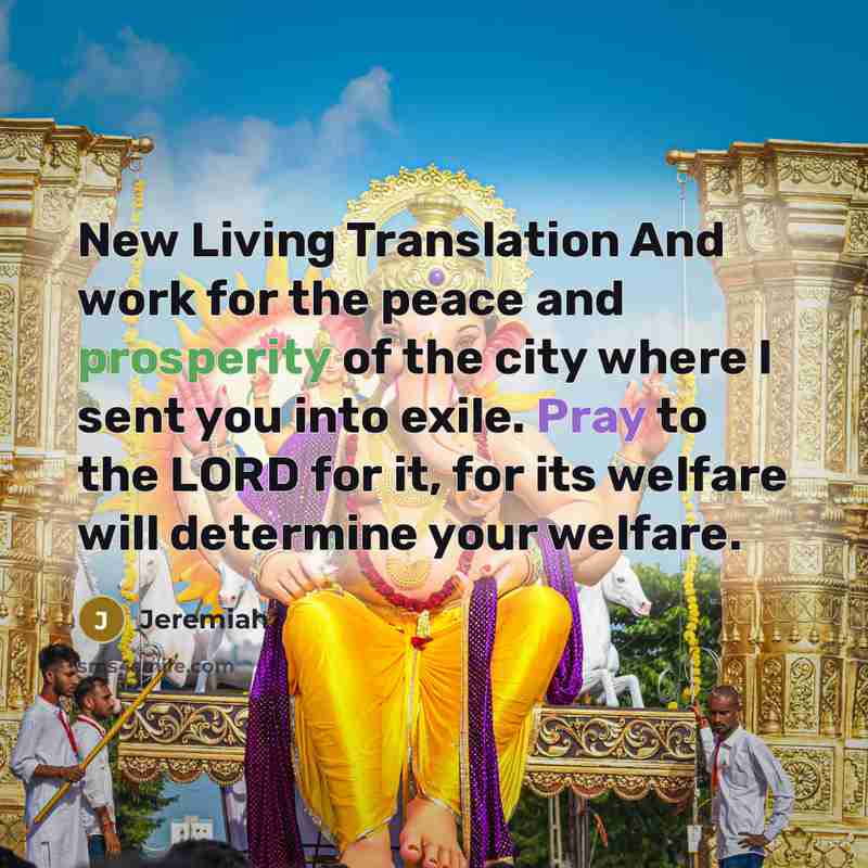 “New Living Translation And work for the peace and prosperity…” quote by Jeremiah