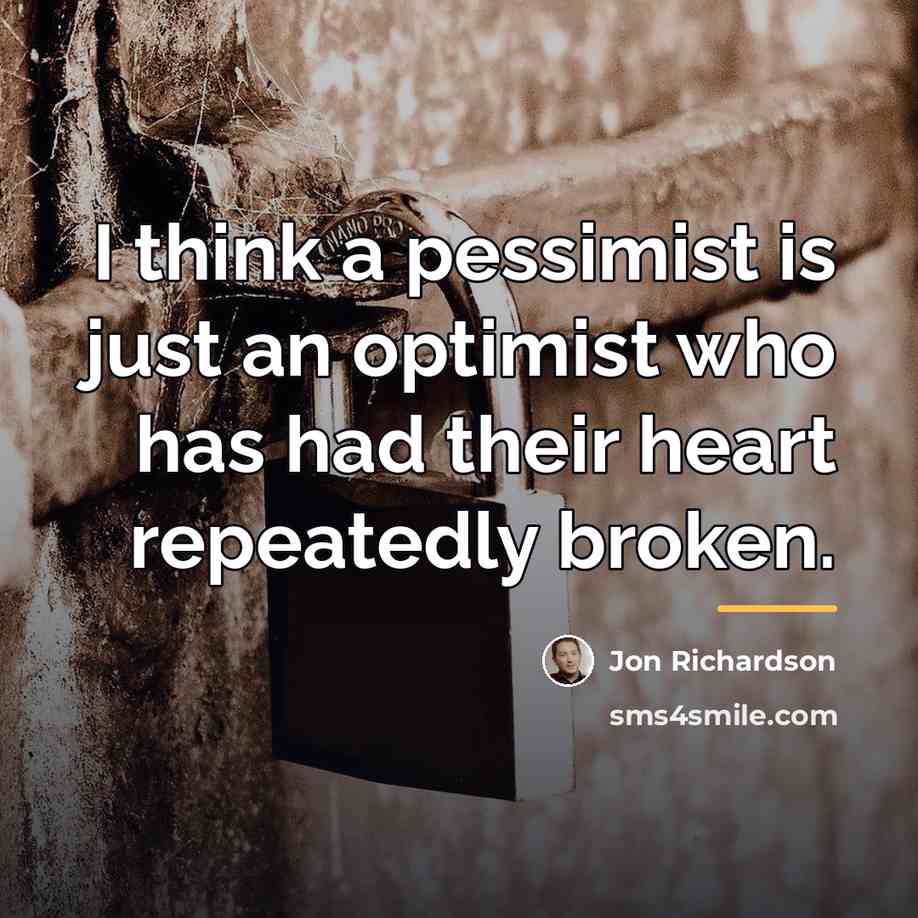 “I think a pessimist is just an optimist who has…” quote by Jon Richardson