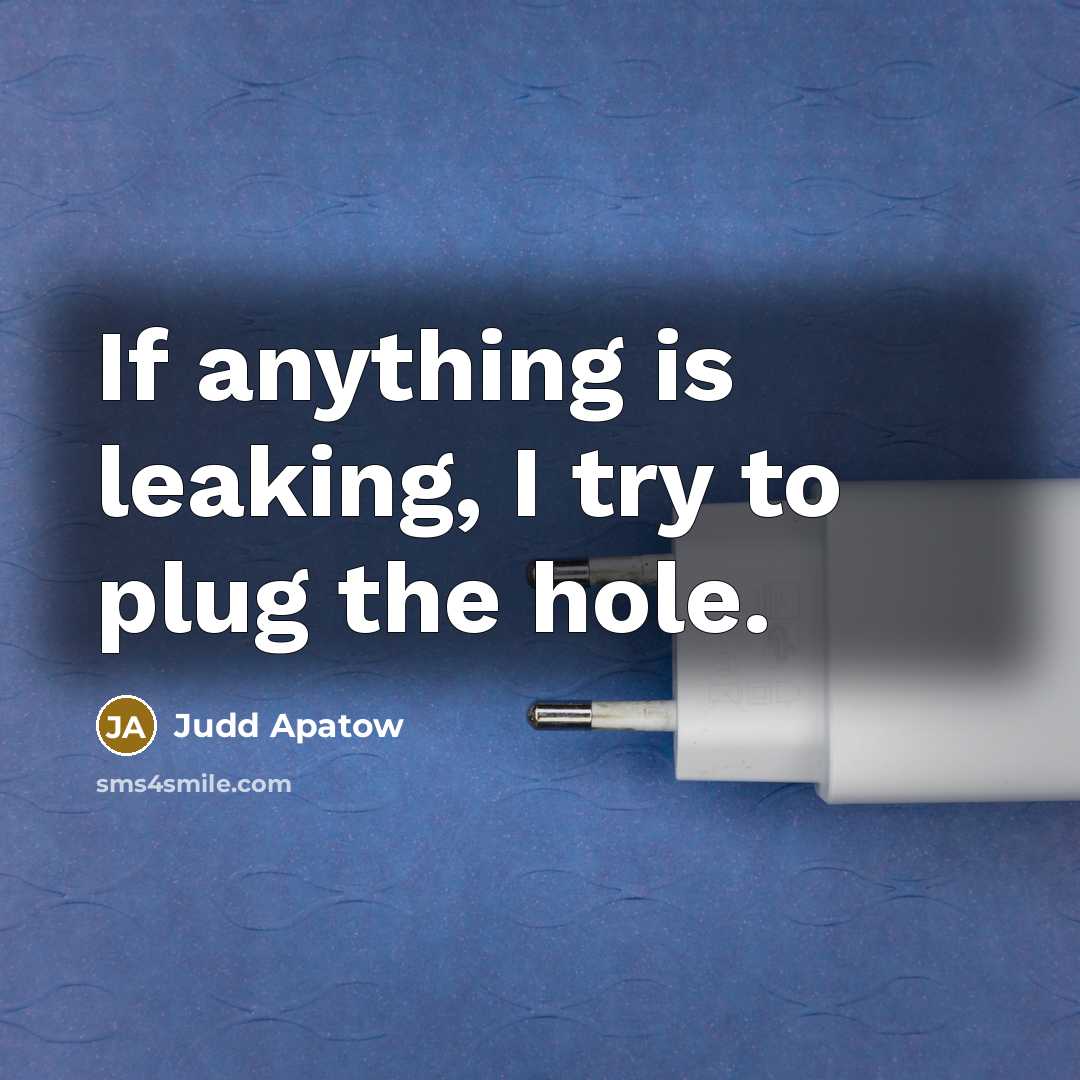 “If anything is leaking, I try to plug the hole.…” quote by Judd Apatow