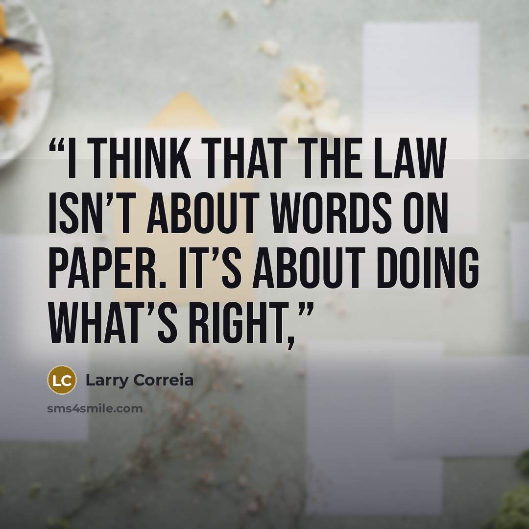 “I think that the law isn’t about words on paper. It’s about doing what’s right,” quote by Larry Correia